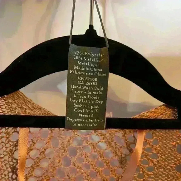 Vince Camuto Open Knit Womens Sweater Fringe Boho Shimmer Crochet Lightweight - Picture 10 of 11